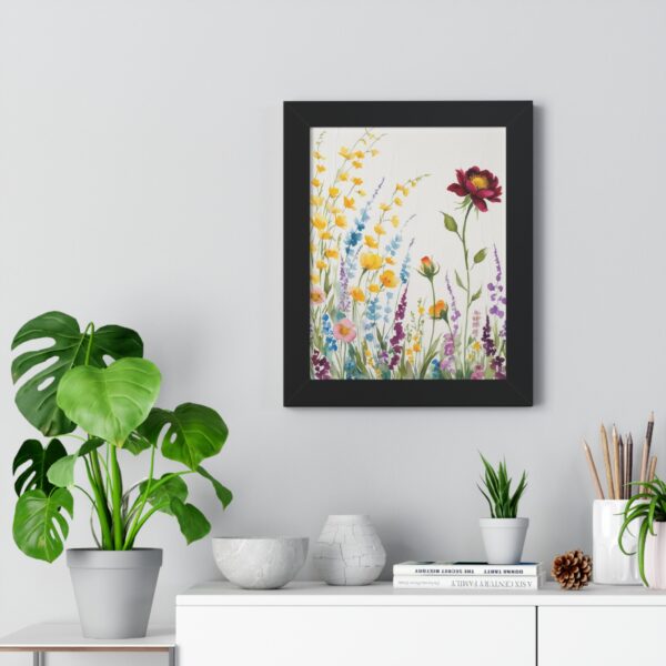 Watercolor Wildflowers  Framed Canvas