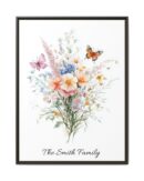 Personalized Birth Flower Family Bouquet Print