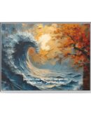 Original Ocean Abstract Sunset Oil Painting