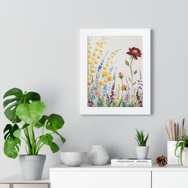 Watercolor Wildflowers  Framed Canvas