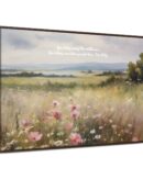 Vintage Watercolor Wildflower Field Framed Canvas