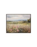 Vintage Watercolor Wildflower Field Framed Canvas