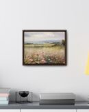 Vintage Watercolor Wildflower Field Framed Canvas