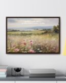 Vintage Watercolor Wildflower Field Framed Canvas