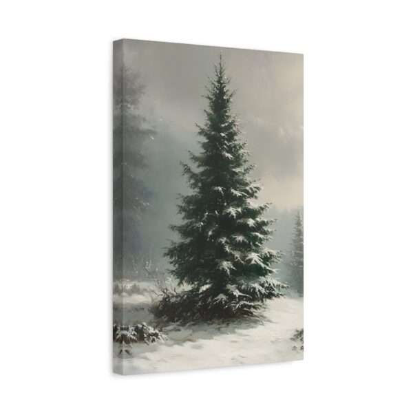 Vintage Evergreen Tree Print Christmas Canvas