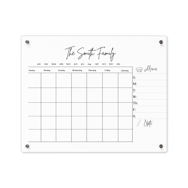 Personalized Wall-Mounted Acrylic Dry Erase Calendar