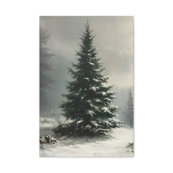 Vintage Evergreen Tree Print Christmas Canvas