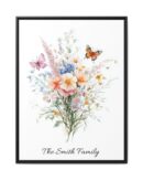 Personalized Birth Flower Family Bouquet Print