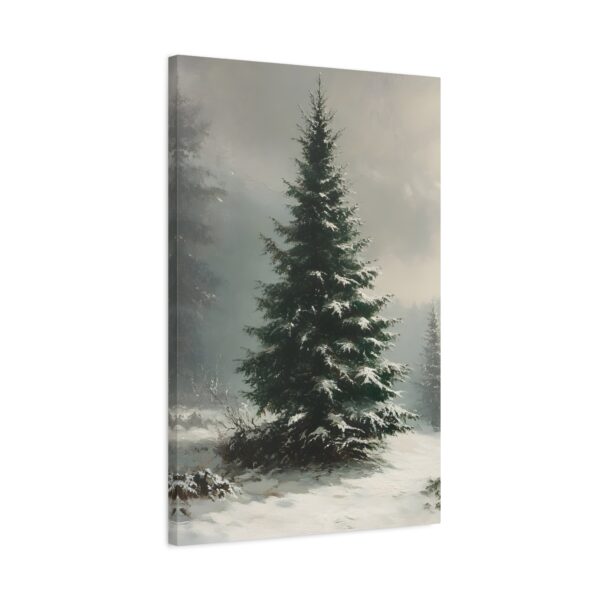 Vintage Evergreen Tree Print Christmas Canvas