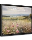 Vintage Watercolor Wildflower Field Framed Canvas