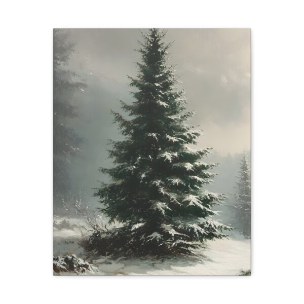 Vintage Evergreen Tree Print Christmas Canvas