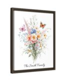Personalized Birth Flower Family Bouquet Print