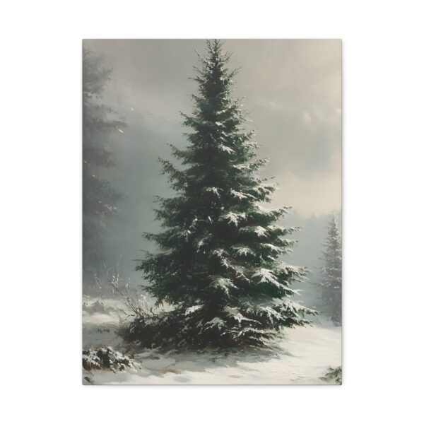 Vintage Evergreen Tree Print Christmas Canvas