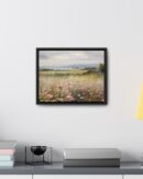 Vintage Watercolor Wildflower Field Framed Canvas