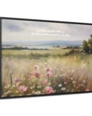 Vintage Watercolor Wildflower Field Framed Canvas