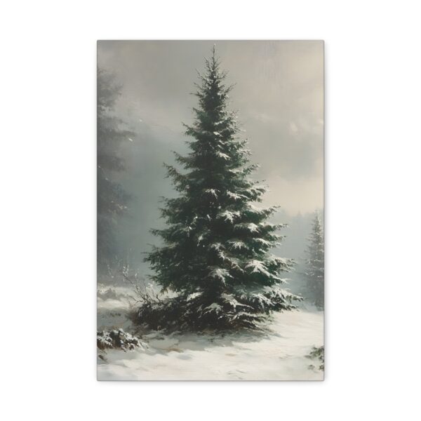 Vintage Evergreen Tree Print Christmas Canvas