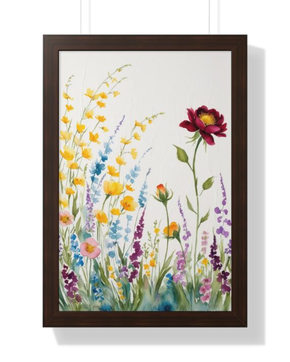 Watercolor Wildflowers  Framed Canvas