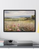 Vintage Watercolor Wildflower Field Framed Canvas