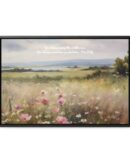 Vintage Watercolor Wildflower Field Framed Canvas