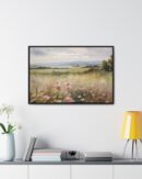 Vintage Watercolor Wildflower Field Framed Canvas