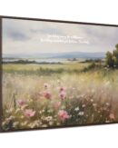 Vintage Watercolor Wildflower Field Framed Canvas
