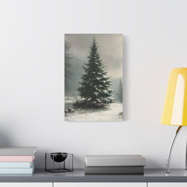 Vintage Evergreen Tree Print Christmas Canvas