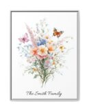 Personalized Birth Flower Family Bouquet Print