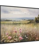 Vintage Watercolor Wildflower Field Framed Canvas
