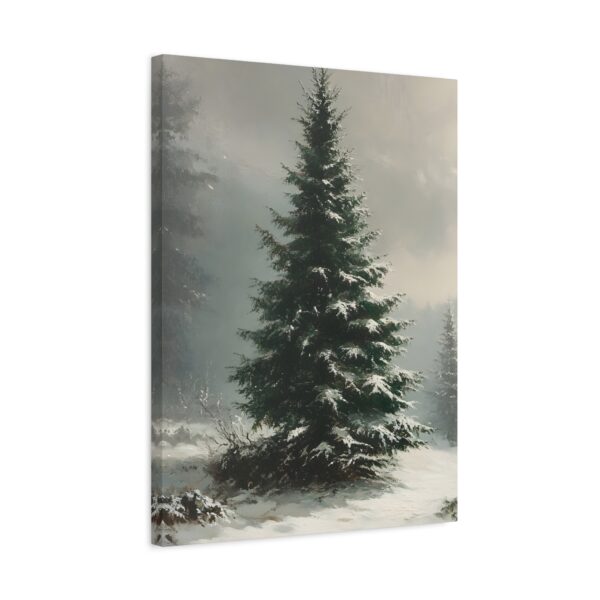 Vintage Evergreen Tree Print Christmas Canvas