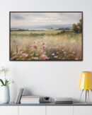 Vintage Watercolor Wildflower Field Framed Canvas
