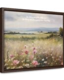 Vintage Watercolor Wildflower Field Framed Canvas