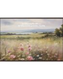 Vintage Watercolor Wildflower Field Framed Canvas