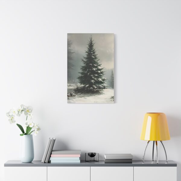 Vintage Evergreen Tree Print Christmas Canvas