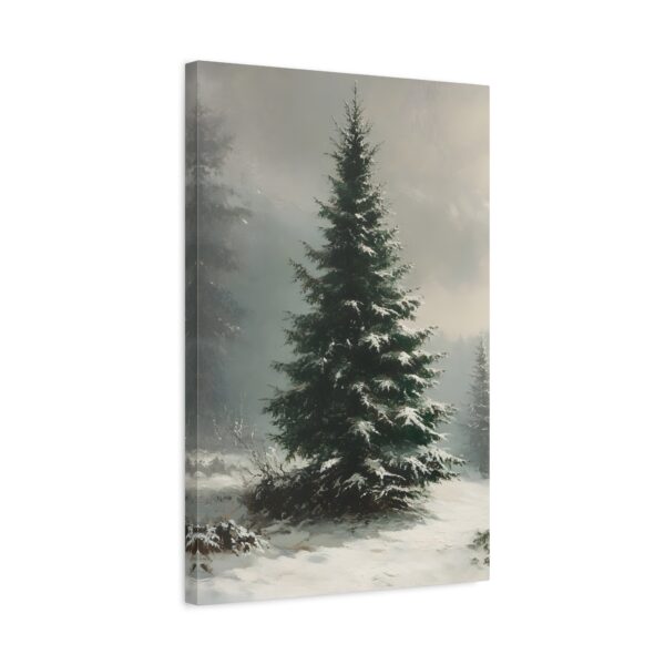 Vintage Evergreen Tree Print Christmas Canvas