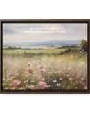 Vintage Watercolor Wildflower Field Framed Canvas