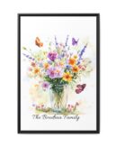 Personalized Birth Flower Family Bouquet Print