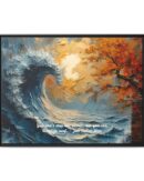 Original Ocean Abstract Sunset Oil Painting