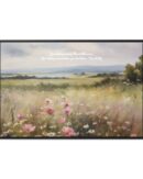 Vintage Watercolor Wildflower Field Framed Canvas