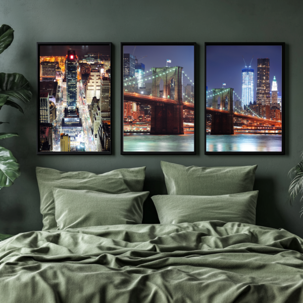 New York set of 3 framed canvas