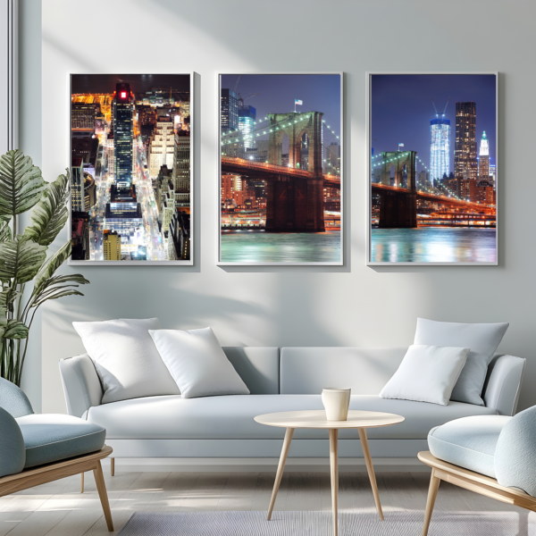 New York set of 3 framed canvas