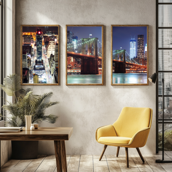 New York set of 3 framed canvas